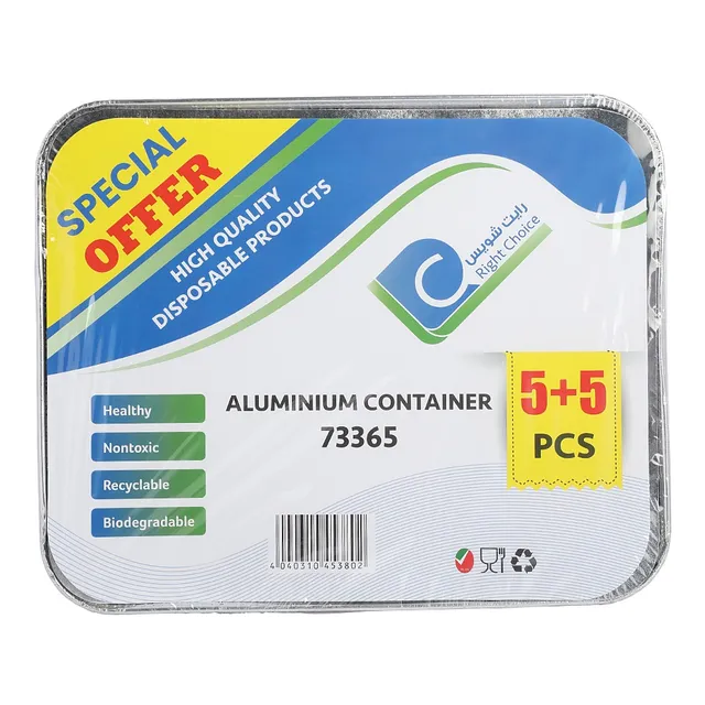 Right Choice Disposable High Quality Aluminium Container 73365 with Lid - 10 Pieces