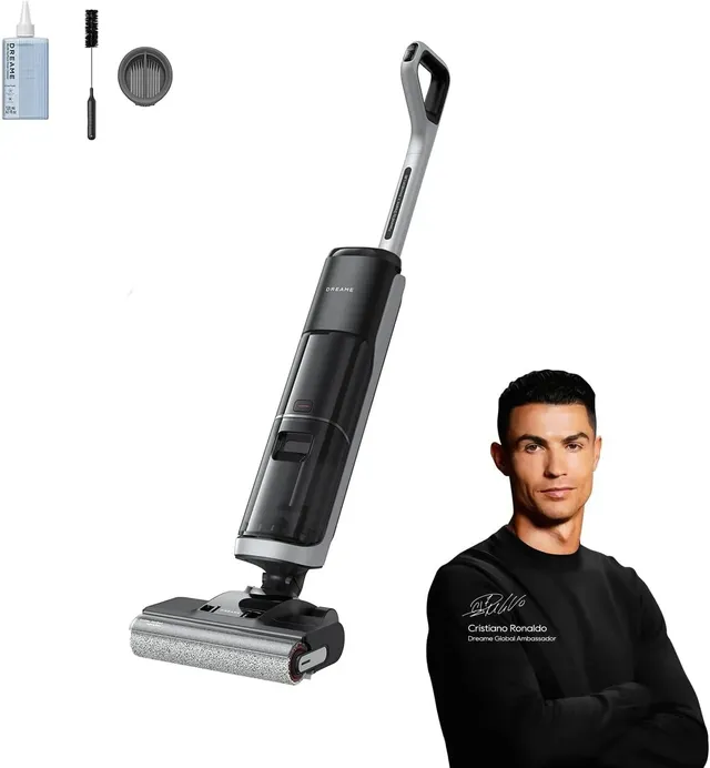 Dreame H14 Wet-Dry Vacuum Cleaner, Brush Washing & Hot Air Drying At 60°C, 180° Lie-Flat Reach, Quick Drying In 5 Min, Self-Cleaning With Dual Rotations, 18kPa Suction Power, Dual-Edge Cleaning