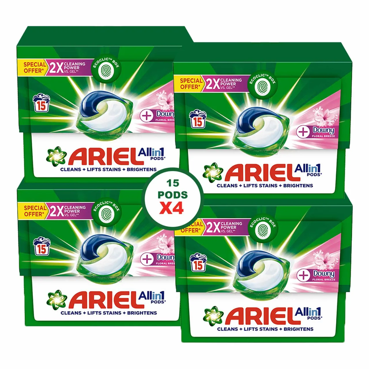 Ariel كبسولات All-in-1 Downy بنسيم الزهور 15 Pods