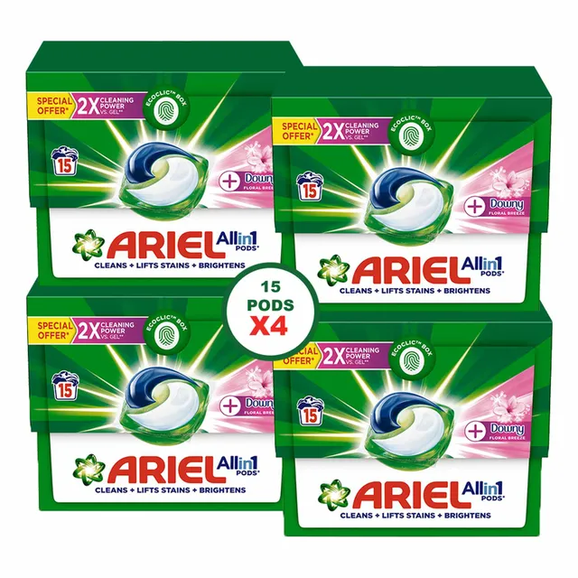 Ariel All-in-1 Pods Capsules Downy Floral Breeze 15 Pods