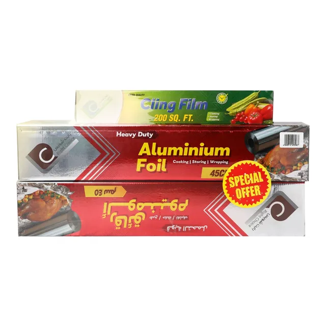 Right Choice 1 Extra Quality Cling Film and 2 Extra Duty Aluminium Foil Set - 200 SQ. FT, 45 cm