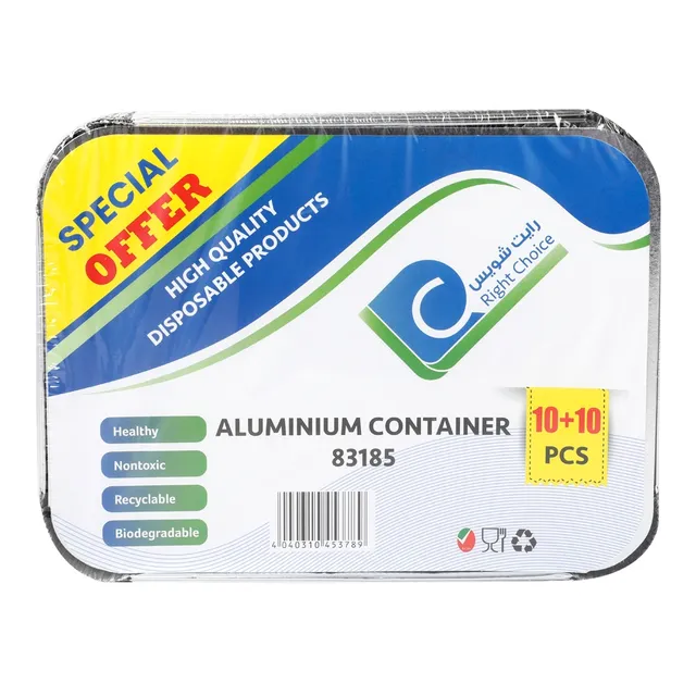 Right Choice High Quality Disposable 83185 Aluminium Container - 20 Pieces