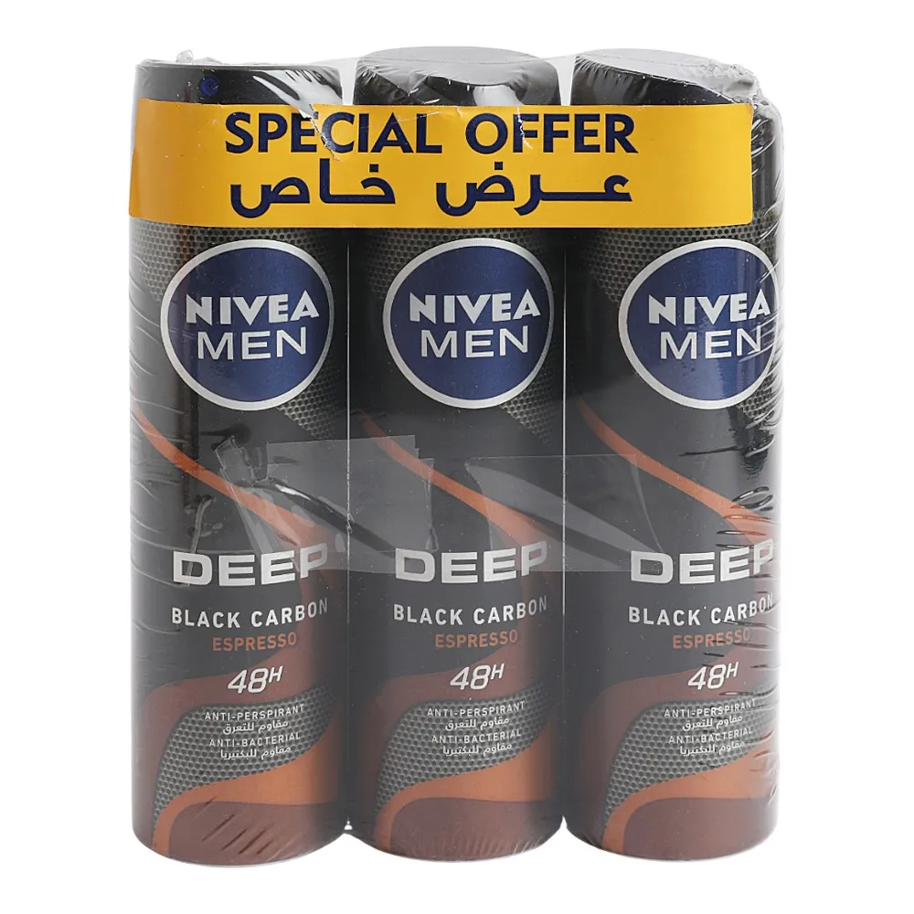 Nivea مزيل عرق Men أسود عميق بالكربون 48h إسبريسو - عرض خاص