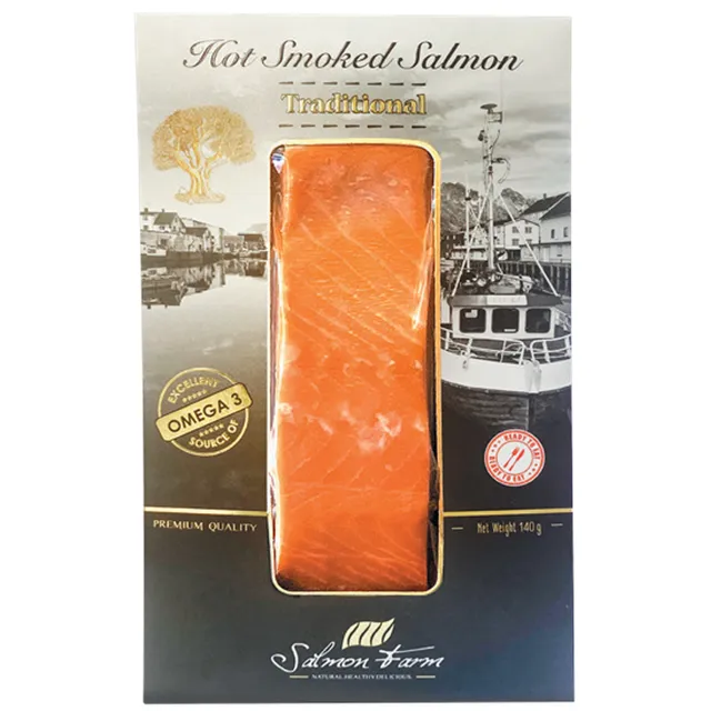 Salmon Farm Hot Smoked Salmon D-Cut Traditional Norway