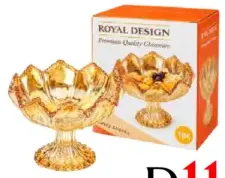 Royal Design وعاء تقديم زجاجي Royal Gold