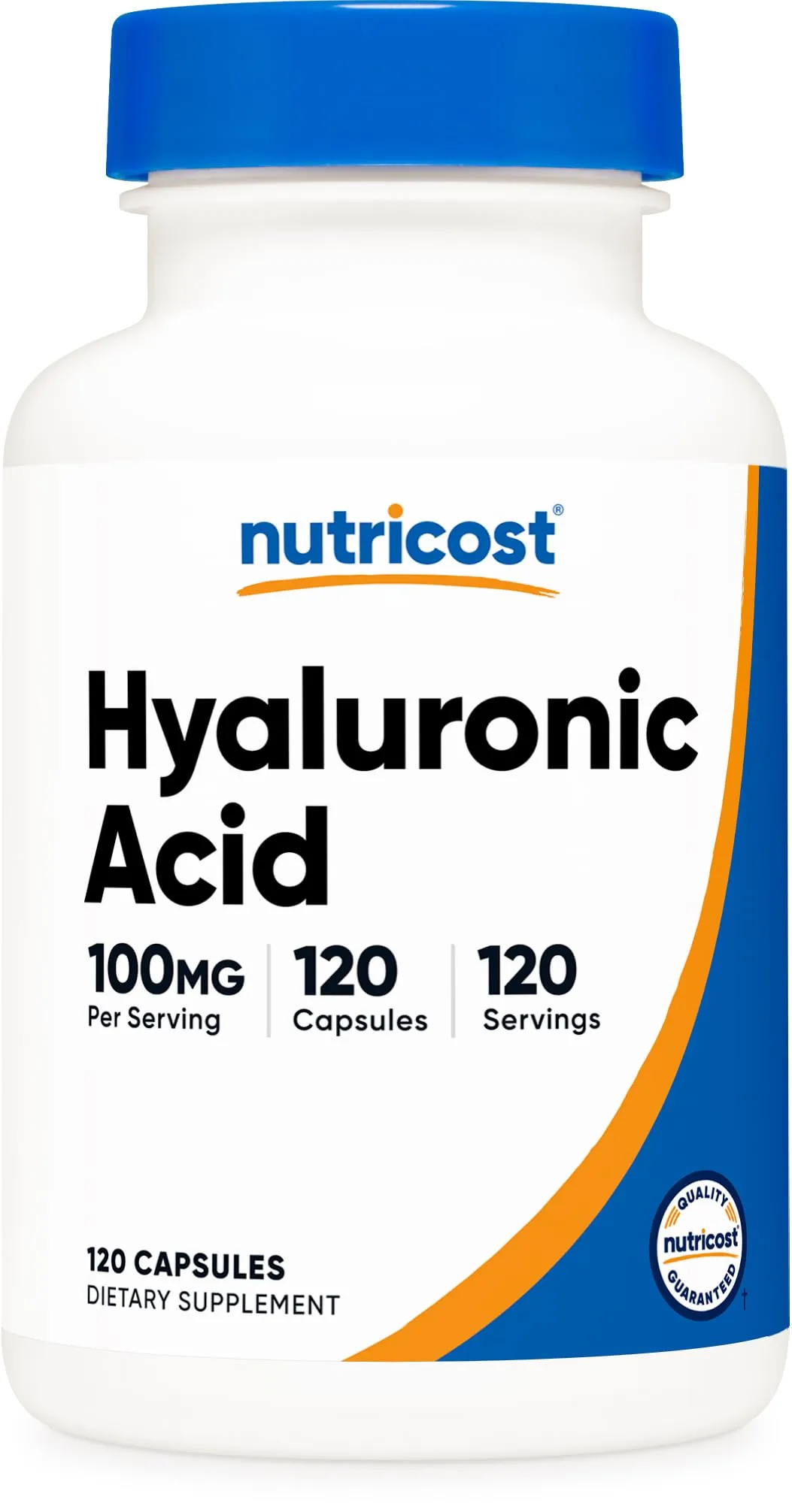 Nutricost كبسولات حمض الهيالورونيك 100mg، 120 كبسولة نباتية - خالٍ من الجلوتين وغير معدل وراثياً