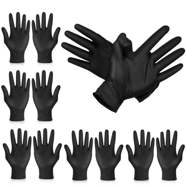 Bruislard 5Pairs Hair Dye Gloves Black Reusable Hair Coloring Gloves Non-slip Bouncy Professional Cleaning Rubber Glove Accessories for Salon Hairs Dyeing(Medium