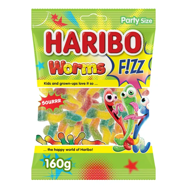 Haribo Worms Fizz Sour Gummy Candy