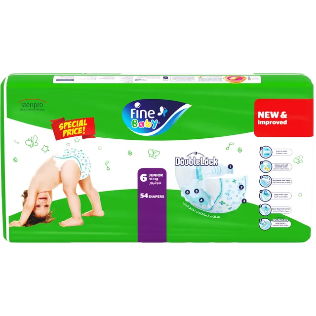 Fine Baby Junior Diapers Size 6 (16+ Kg) - 54 Pcs