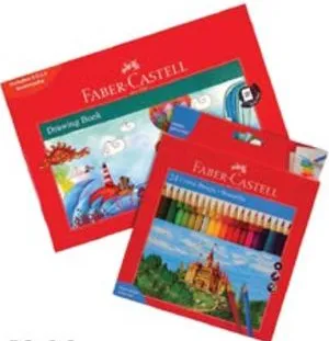 Faber Castell 24 Color Pencil + Drawing Book