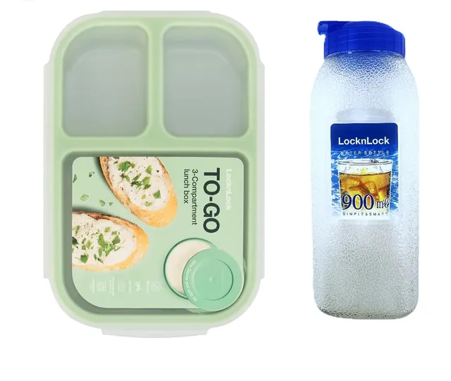 Locknlock To Go Lunch Box Mint + Bottle