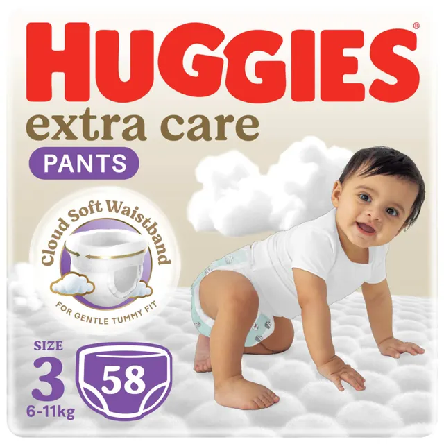 Huggies Extra Care Soft Cloud Culottes Baby Diaper Pants Size 3 6- Jumbo Pack 58 Pants
