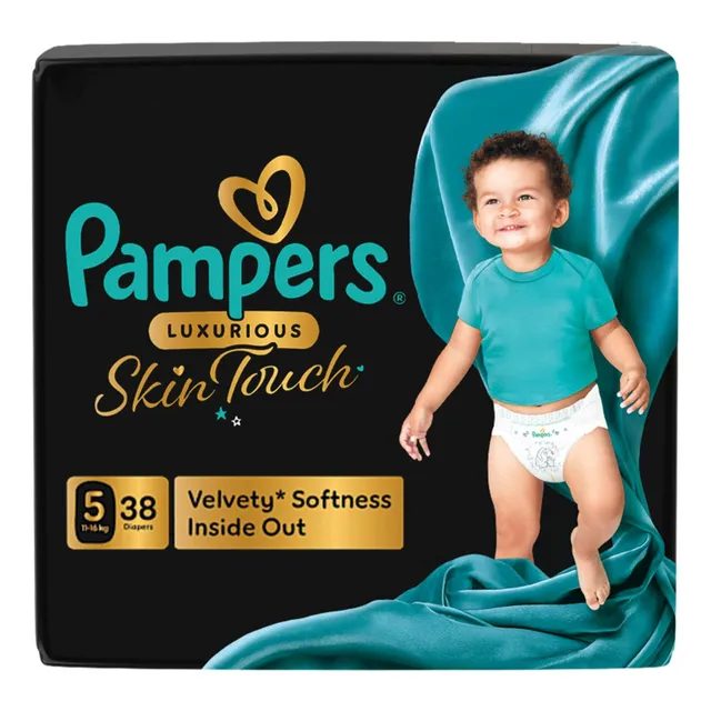 Pampers Luxurious Skin Touch Taped Diapers, Size 5 (11- ), 38 Count