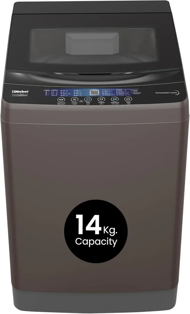 Nobel Capacity Washing Machine, Electronic Control, LED Digital Display, 10 Programs, Aluminum Motor, Stainless Steel Drum, Energy-efficient 3-Star Rating NWM1600 Grey