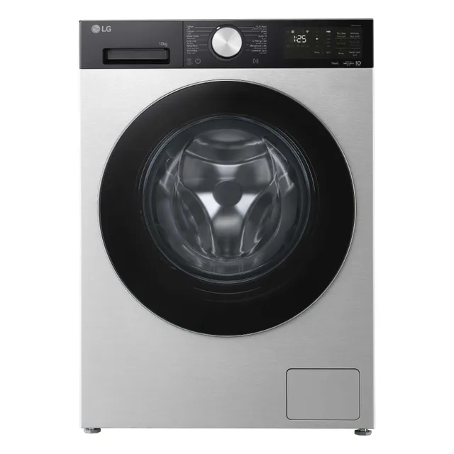LG F4X5RYP23 Front Load Washing Machine, 1400 RPM, AI DD, Steam, Wi-Fi, Silver