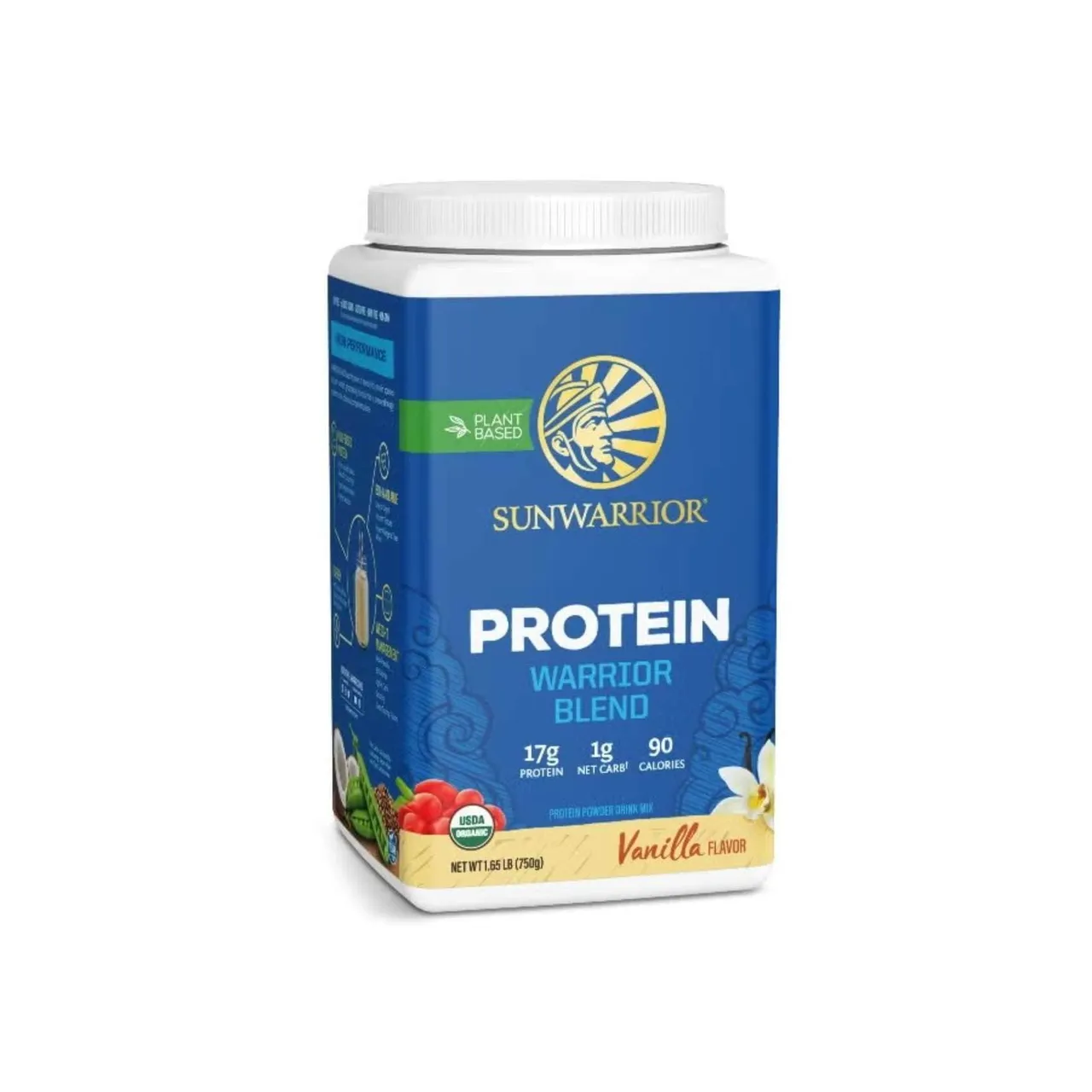 Sunwarrior Warrior Blend مسحوق بروتين نباتي عضوي بالفانيليا، مناسب للكيتو