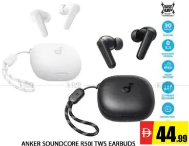 Anker سماعات أذن Soundcore Tws R50I، مدة تشغيل 30 ساعة