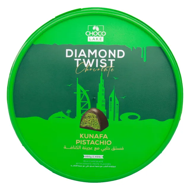 Choco Lake Diamond Twist Kunafa Pistachio Milk Chocolate Tub