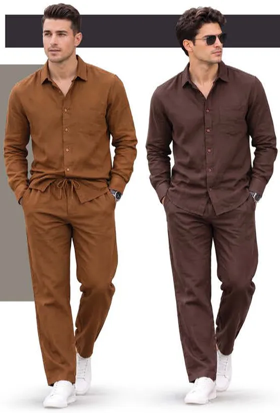 Canopus Men's Linen Blend Shirt/Linen Blend Trousers Assorted