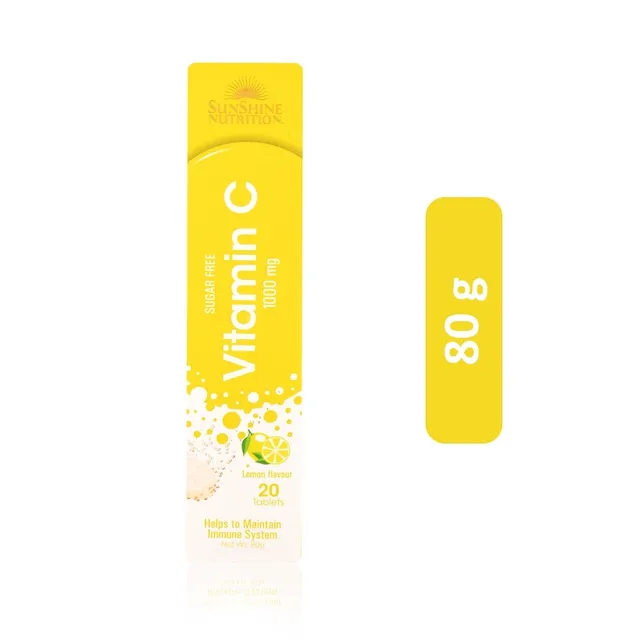 Sunshine Nutrition Sugar Free Vitamin C Lemon Flavour Tablets - 20 Tablets