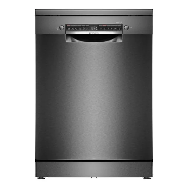 Bosch 12 Place Settings, Freestanding Dishwasher, EcoSilence Drive, VarioDrawer – SMS4HMC25M Brushed Black Steel