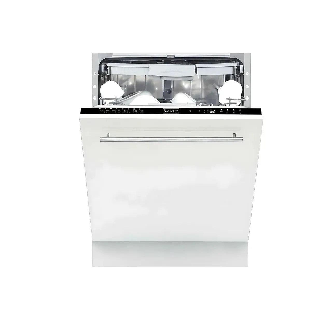 Sanmica غسالة أطباق مدمجة بالكامل 16 Place Settings 60cm – 9 Programs, تصنيف طاقة A++, ستانلس ستيل, 45dB, صنع في تركيا