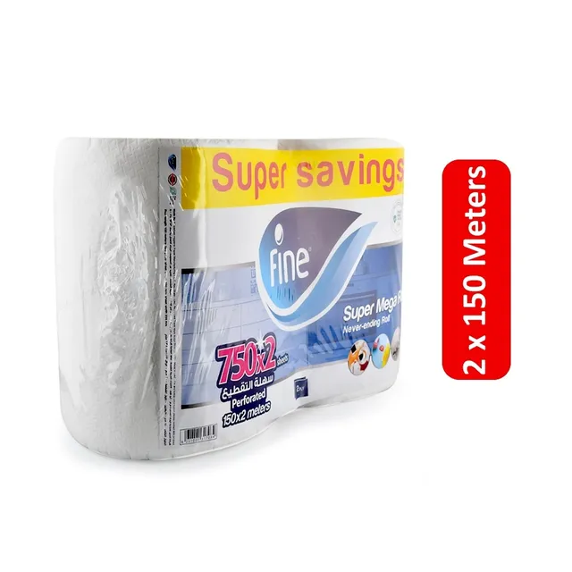 Fine Super Mega Paper Towel Roll - 2 x 150m