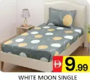 White Moon Single Bedsheet + Pillow Case
