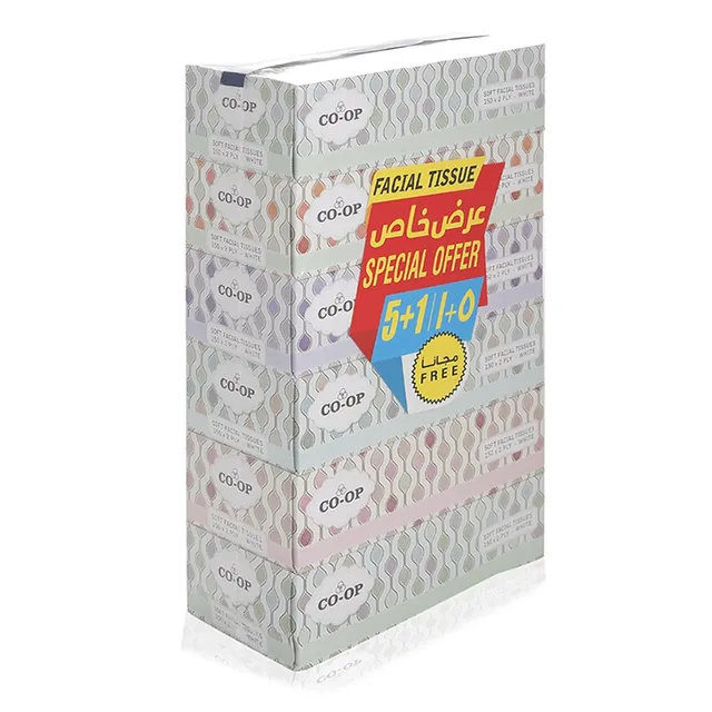Co-Op Soft Facial Tissues 2 Ply - 5 x 150 Sheets