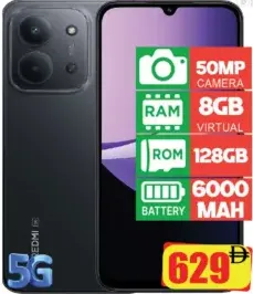 Redmi 15C 50MP camera, 8GB virtual RAM, 128GB ROM, 6000mAh