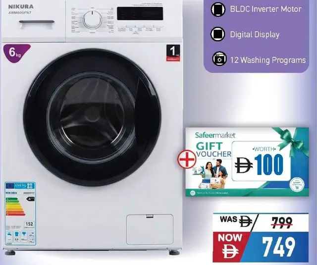 Nikura Front Load Washing Machine AWM600FN