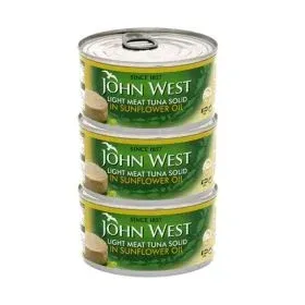John West تونة لحم خفيف قطع في زيت دوار الشمس