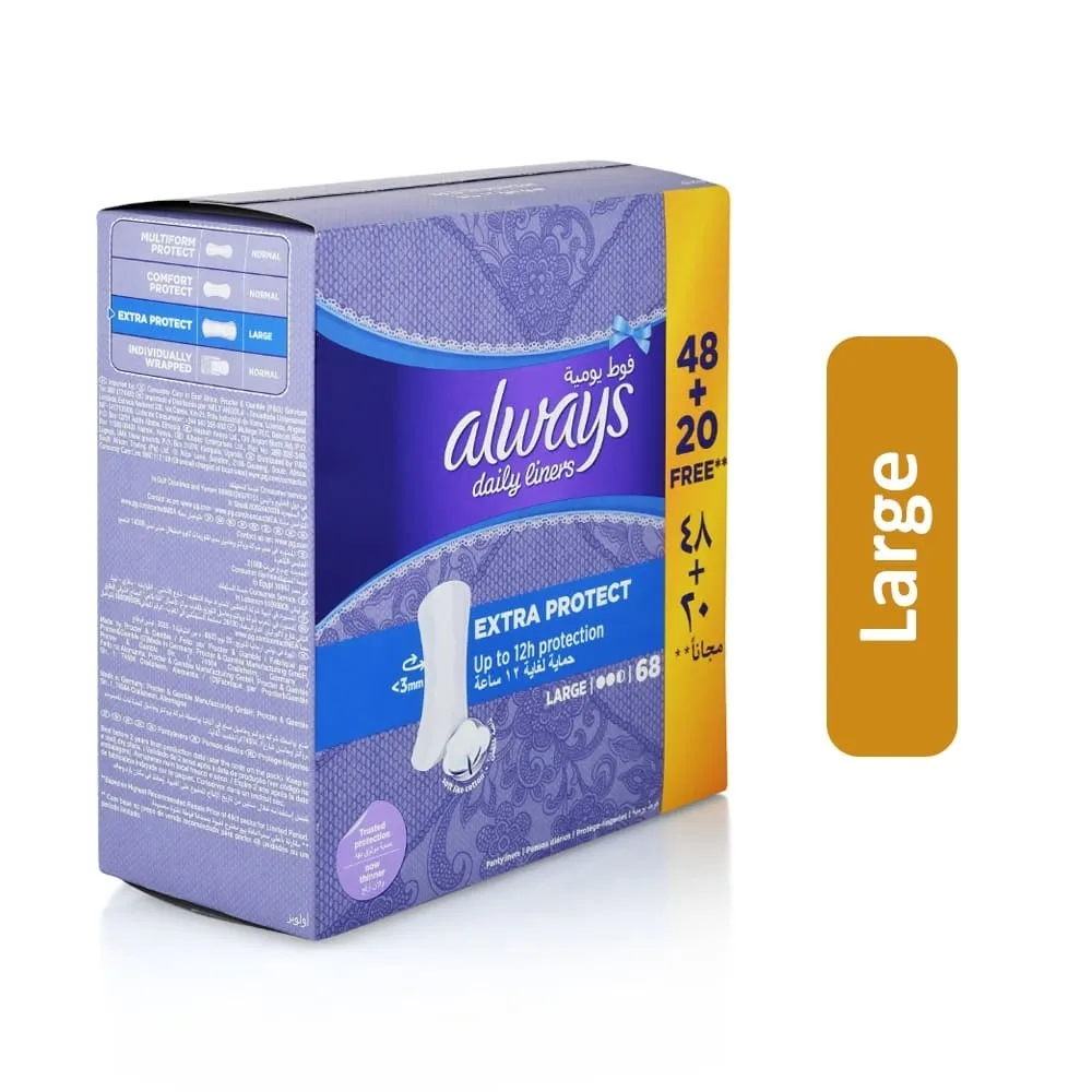 Always فوط يومية حماية إضافية كبيرة 68`S