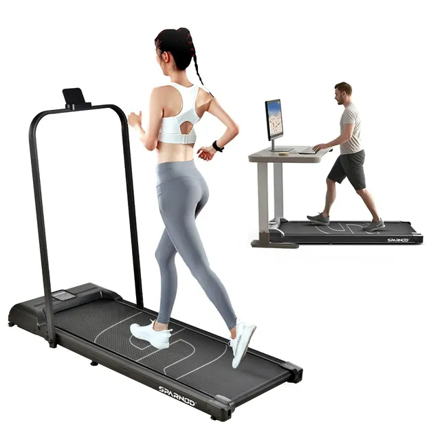 sparnod fitness STH-3005 Walking Pad Treadmill for Home/Office 100% Assembled, DC Motor, LED Display, Remote, Non-Slip Shock Reduction Belt, Space-Saving, Foldable Walking Machine (STH-3005)
