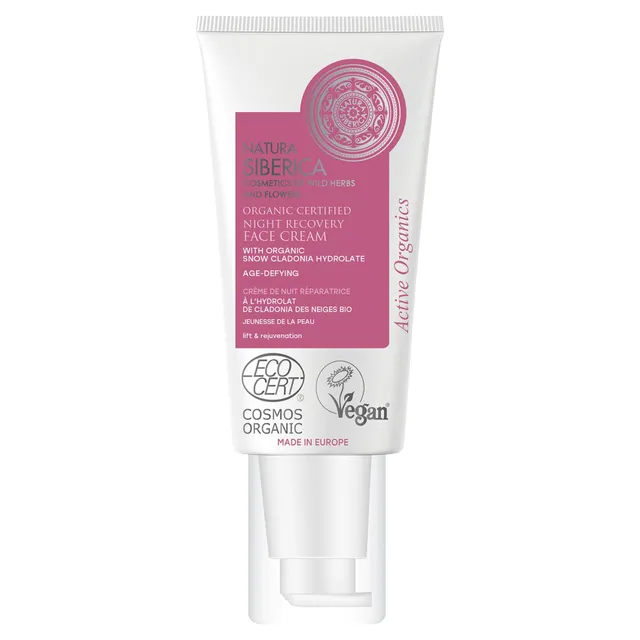 Natura Siberica Organic Certified Night Recovery Face Cream with Snow Cladonia Hydrolate Age-Defying