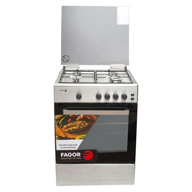 Fagor Gas Cooker 4CFM64GXA Silver/Black