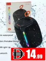 Fabric Portable Speaker IPX4 Waterproof, RGB Light Up, Bluetooth