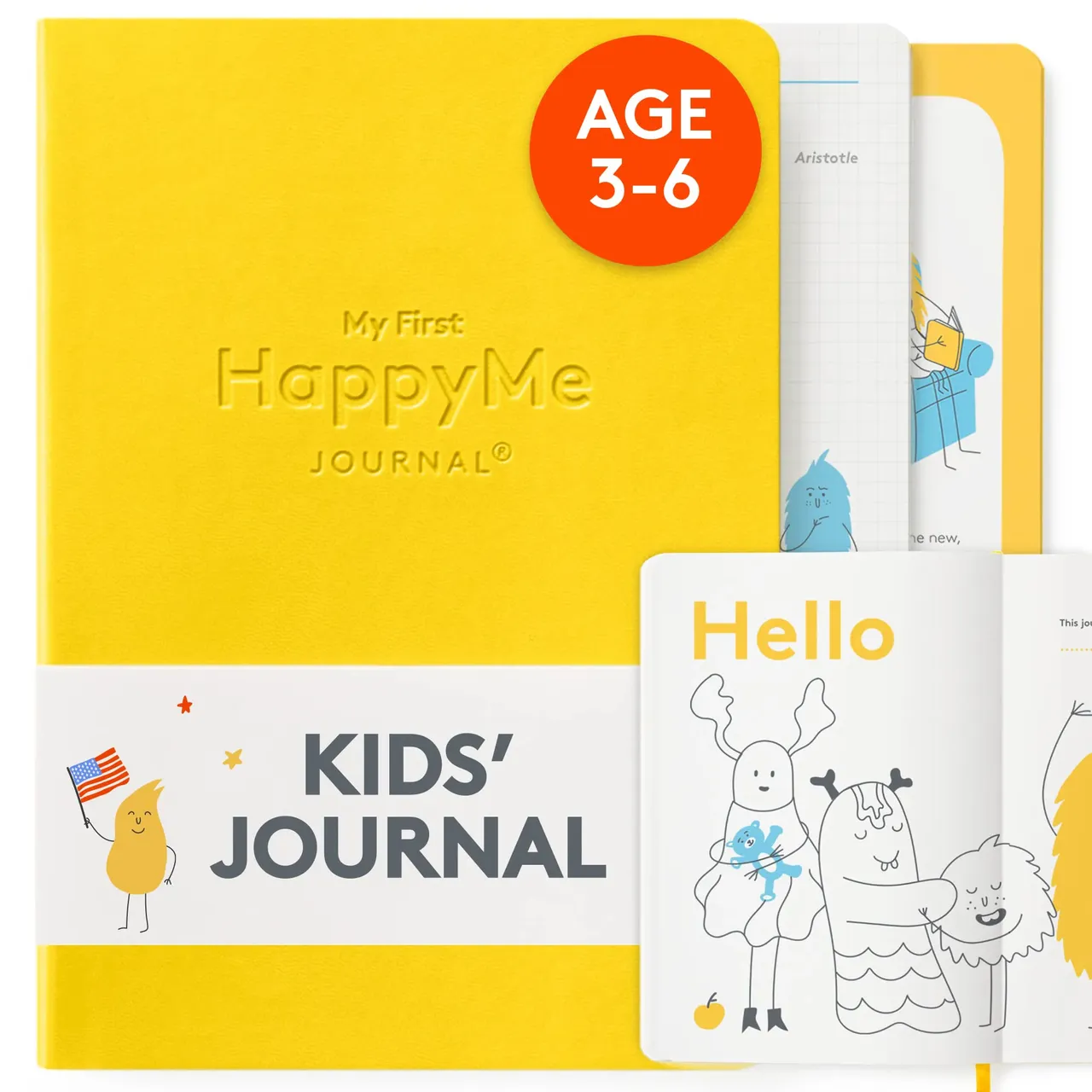 The Happyme Journal دفتر يومياتي الأول HappyMe للأطفال: يعزز السعادة ويغرس العادات الإيجابية وينمي الفضول للمستكشفين الصغار - كتاب تدوين تفاعلي موجه للعقول المتسائلة