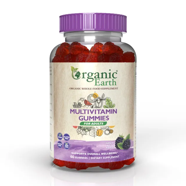 Organic Earth Multivitamin Adult Gummies, Immune, Energy and Digestive Support with Superfoods - 60s