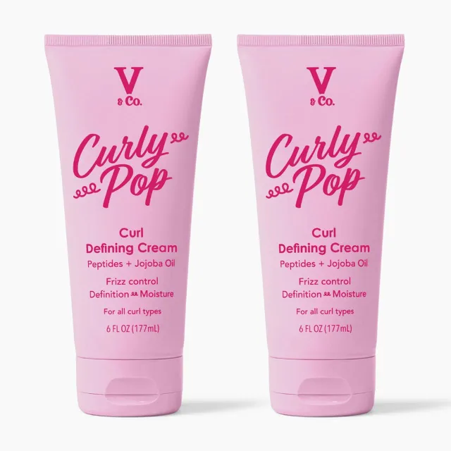 V&Co VCo. Beauty Curly Pop Curl Defining Cream – Curl Cream for Curly Hair, Anti FrizzMoisturizing Hair Care with PeptidesJojoba Oil – Defines Curls, Enhances ElasticityAdds Hydration – 6 oz