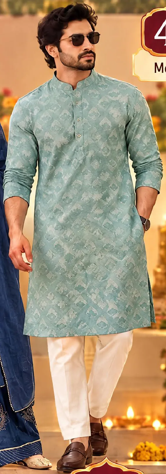 Mens Print Kurta Set