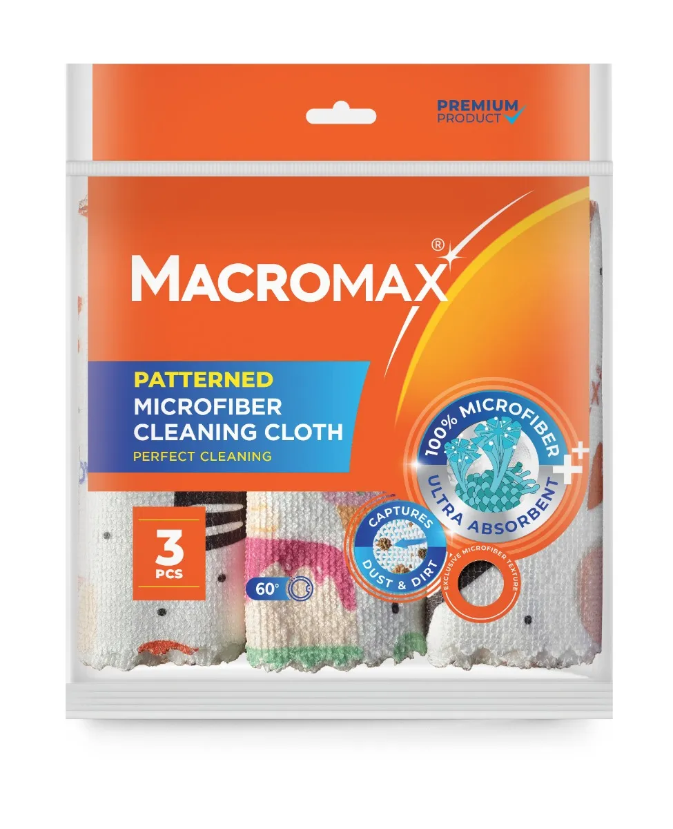 Macromax فوطة تنظيف مايكروفايبر منقوشة - 3's