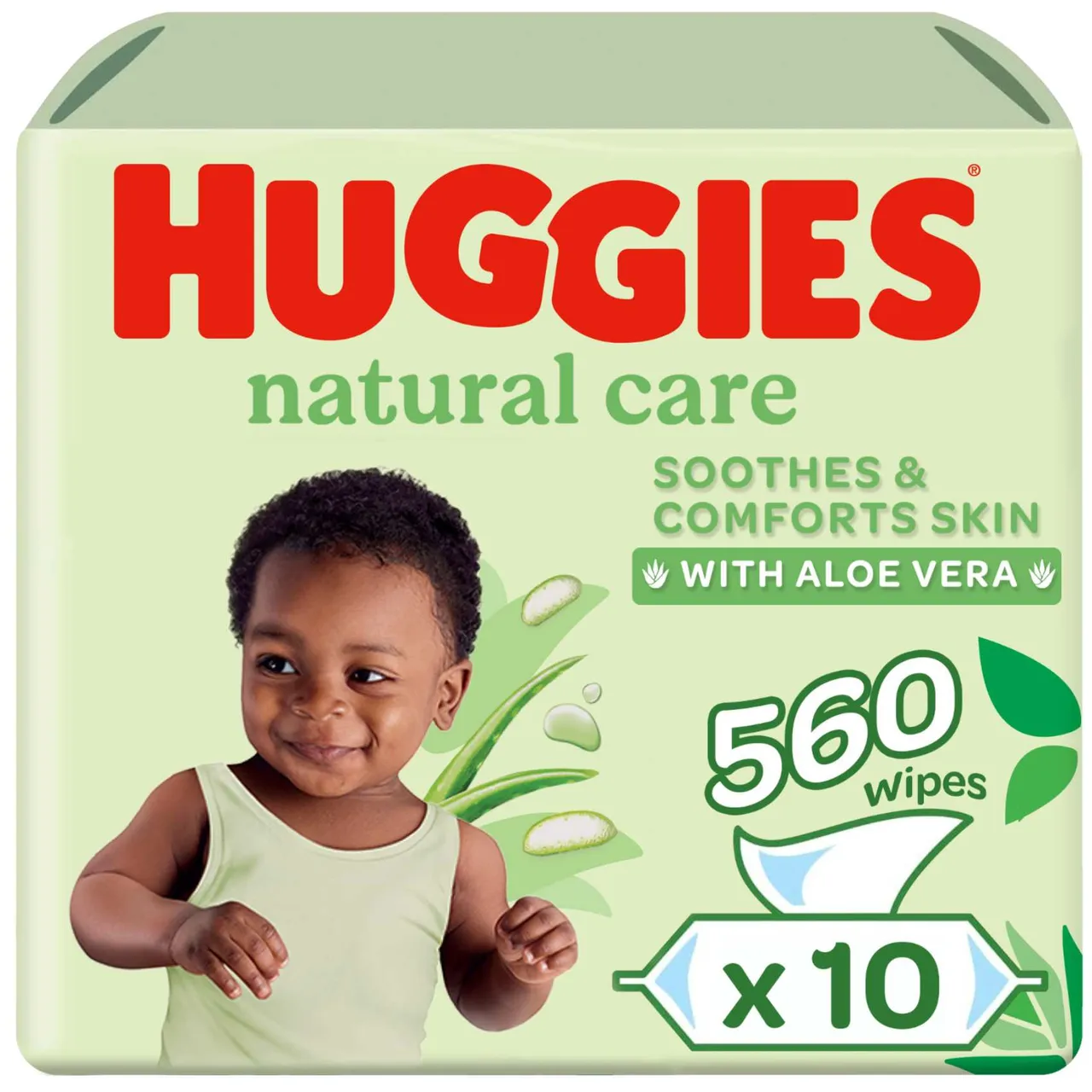 Huggies مناديل أطفال طبيعية بمناديل الصبار، 10 عبوات × 56 منديل (560 منديل)