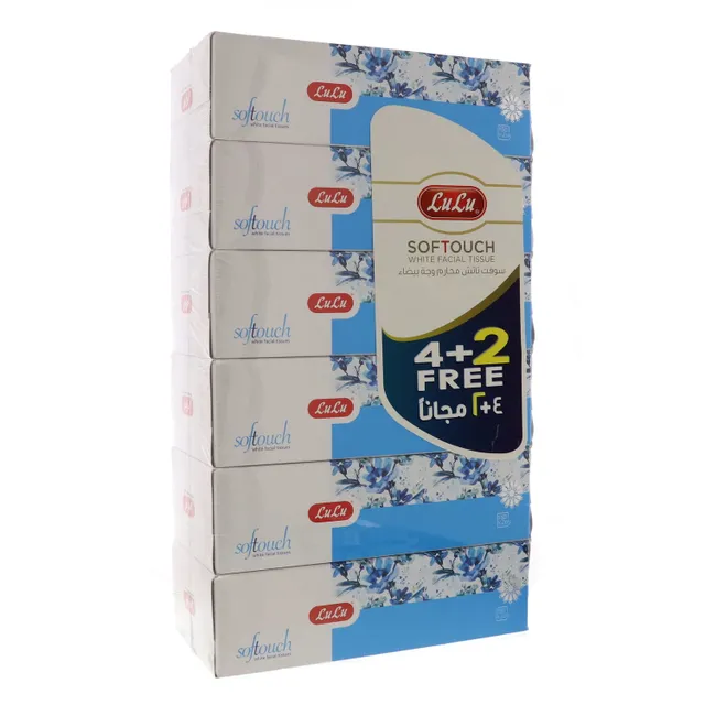 LuLu PL LuLu Softouch White Facial Tissue 2ply 6 x 150 Sheets