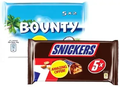 عبوة متعددة snickers أو bounty