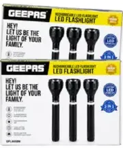 Geepas مصباح يدوي Led قابل لإعادة الشحن