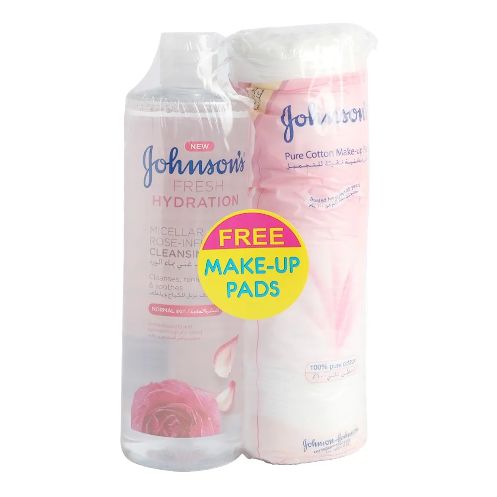 Johnson'S غسول الترطيب المنعش + وسائد مكياج