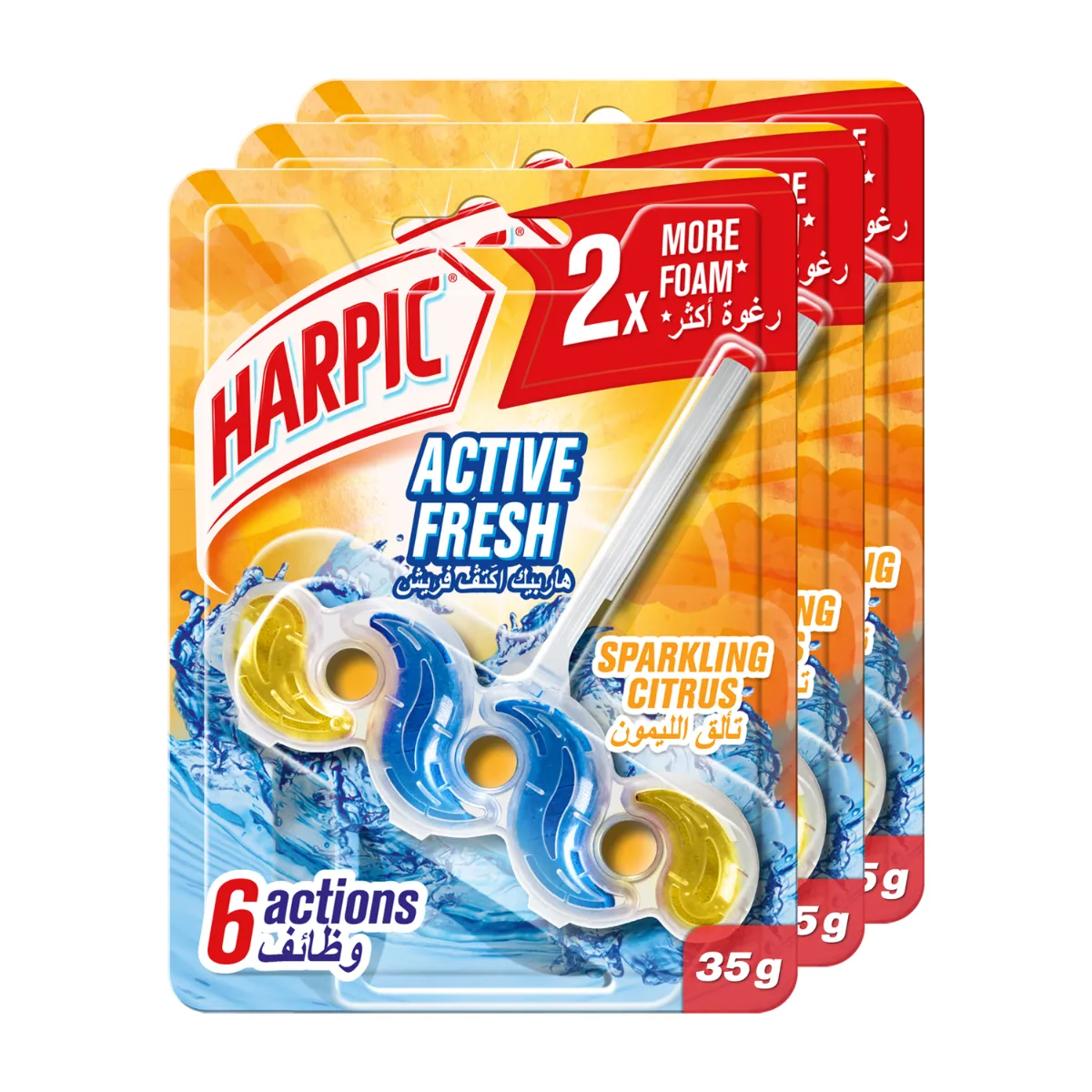 Harpic قالب مرحاض أكتف فريش برائحة الحمضيات الفوارة