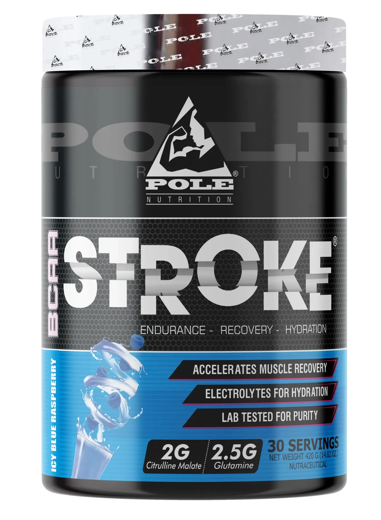 pole nutrition BCAA سترك 30 حصة - يعظم شدة التدريب والتعافي (Icy Blue Raspberry)