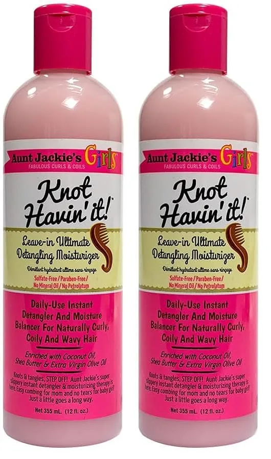 Aunt Jackie'S Kids Knot Havin' It Leave-In Ultimate Detangling Hair Moisturizer for Naturally Curly, Coily and Wavy Hair, 12 oz